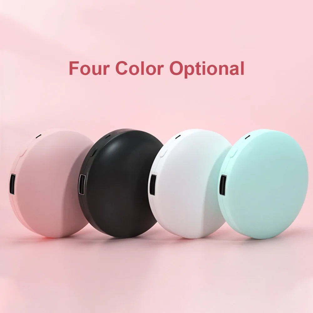 Mini USB hand warmer power bank in black, blue, pink or white, 3000mAh 18650 battery, 80x80x23mm