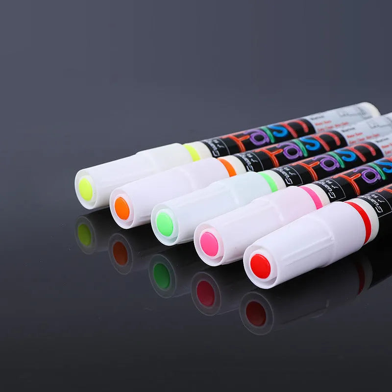 6mm electronic highlighter pen for fluorescent boards with oblique tip and plastic shell