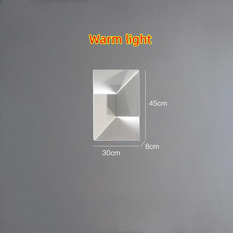 Minimalist matte white iron LED wall lamp with trichromatic dimming for sofa background