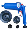 Plastic Drain Blaster Cleaner Gun High-Pressure Air Power for Cast Iron PVC PPR Pipes 28x27.5cm Four Adaptor Suckers for Sink Bathtub Floor Drain Toilet Blockage Hair Vegetable Remover