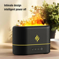 Black or white USB aroma diffuser humidifier with seven-colour flame effect display.