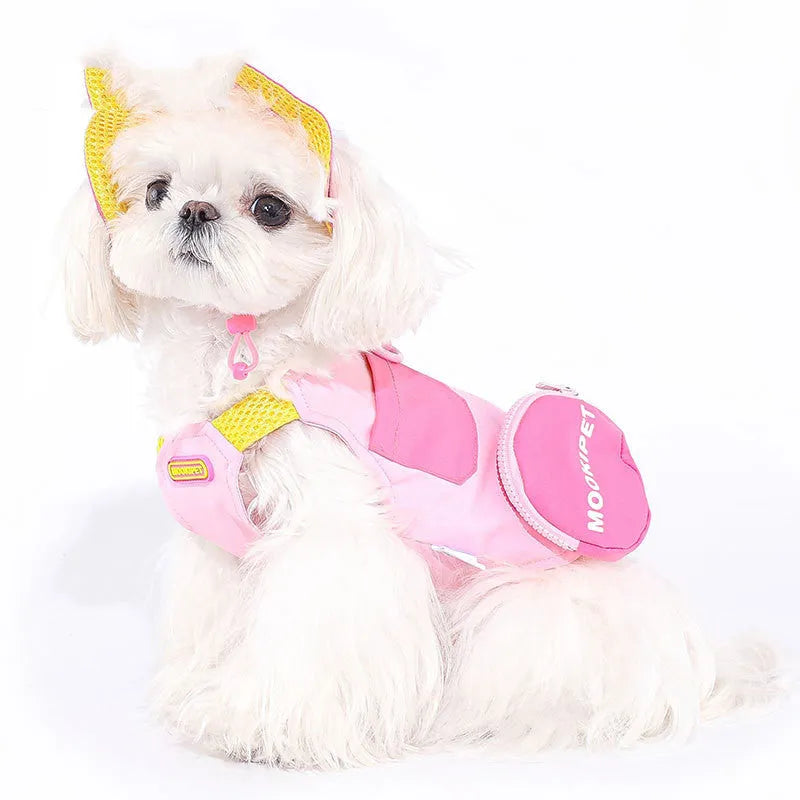 Pink polyester dog vest for small breeds on Bichon Frise or similar dog