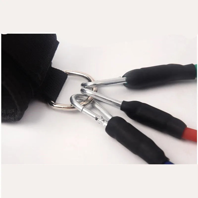 Black nylon Taekwondo training pull rope set for leg strength and explosive kicking power development
