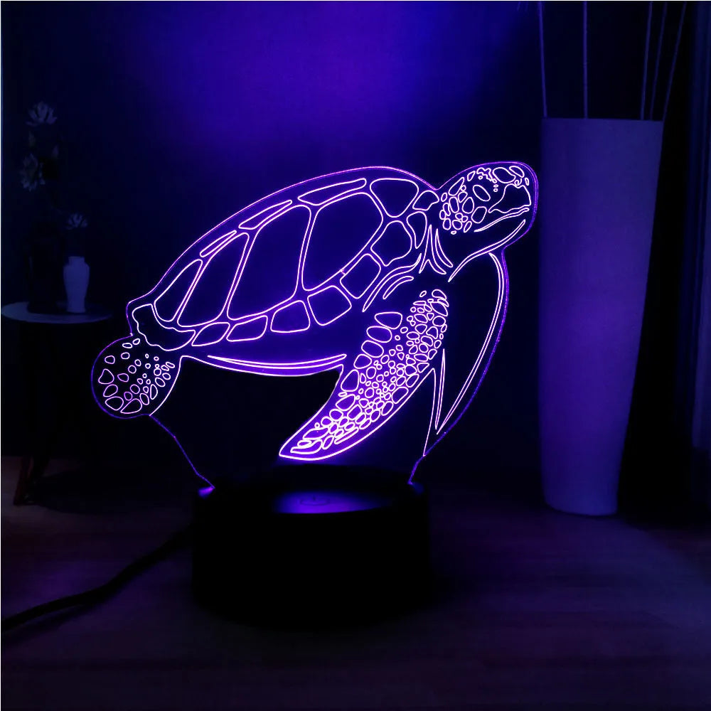 3D turtle-shaped LED night light with 16 colour changing options