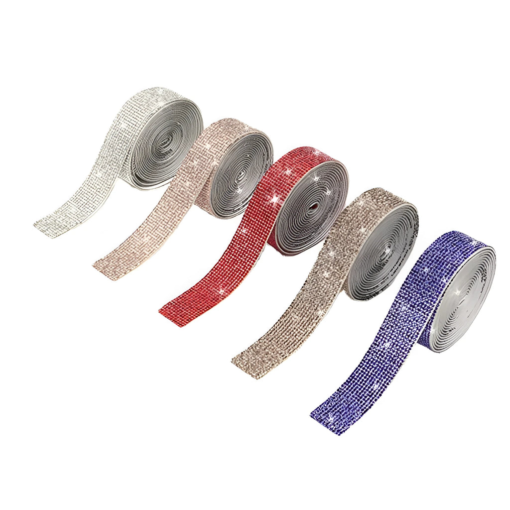 Glass self-adhesive water drill strip in white and AB colour options for clothing decoration