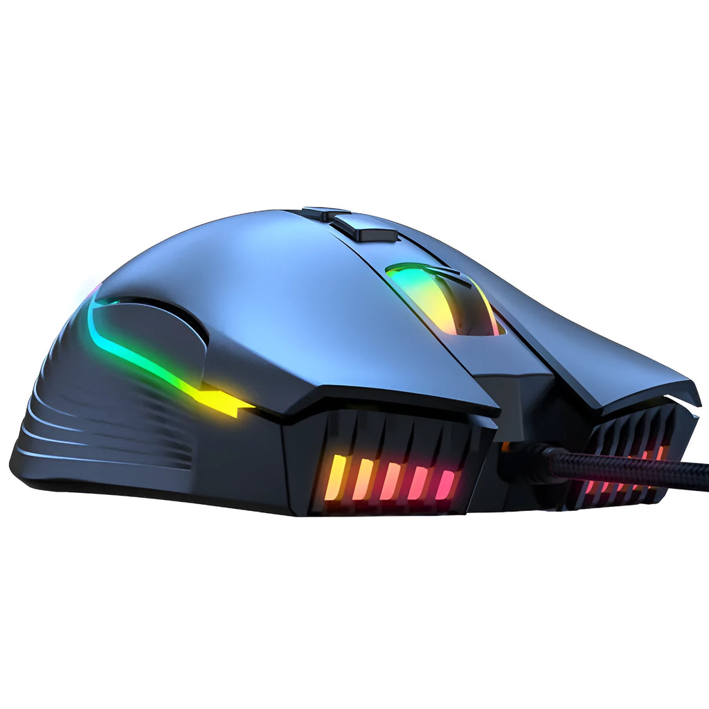 Wired optical gaming mouse with seven buttons, adjustable 800-6400 DPI, RGB light, 1.5m cable, 127mm x 71mm x 40mm, Black or Pink