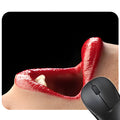 Red lips design on a black rectangular rubber non-slip mouse pad measuring 240mm by 200mm.