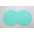 Food-grade silicone pet placemat 480 x 270 x 3mm in aquamarine, soft rectangular mat for dog and cat bowls