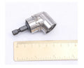 Silver flexible shaft screwdriver adapter with 105-degree angled head for electric drills