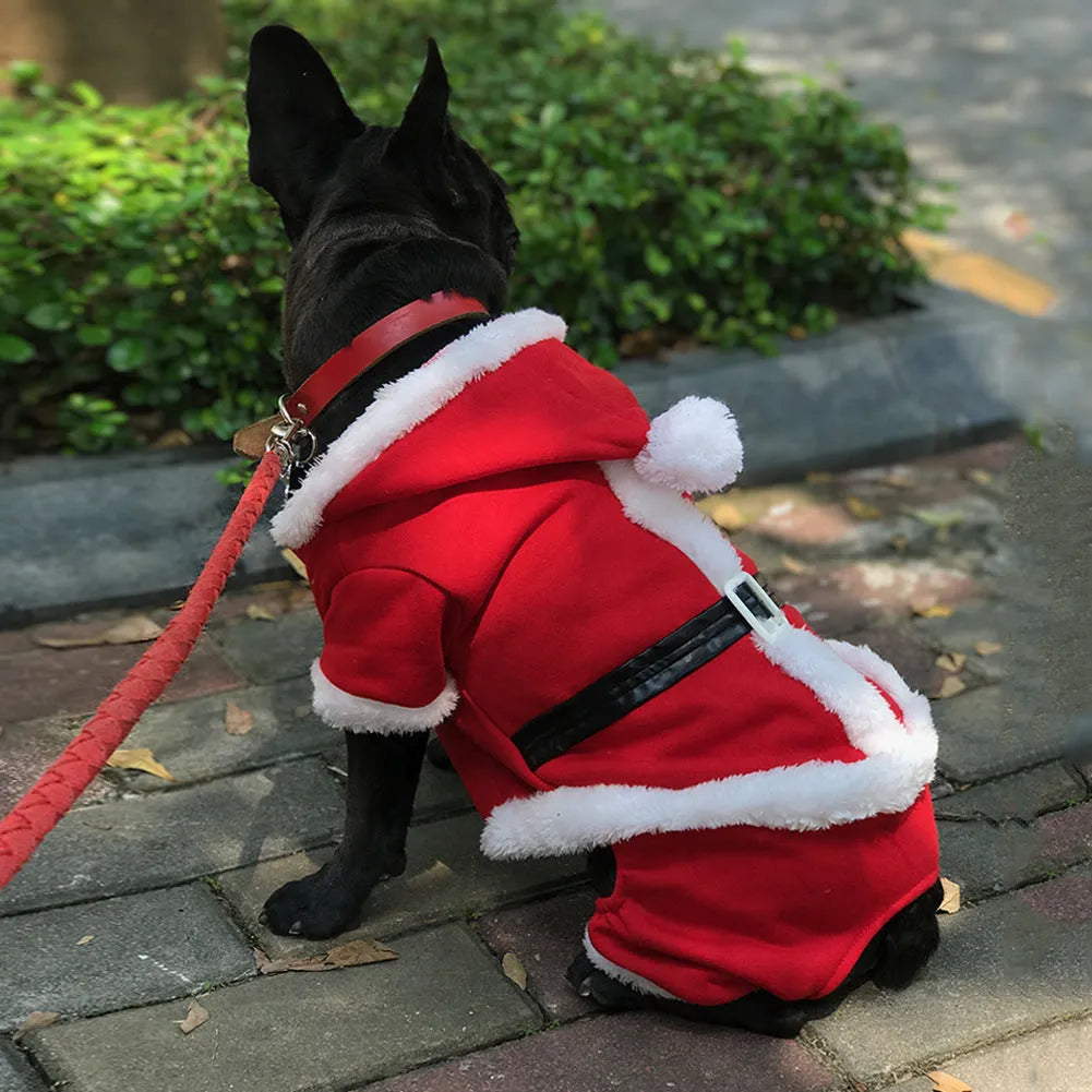Red cotton winter Christmas dog clothing for small medium and large pets with festive design