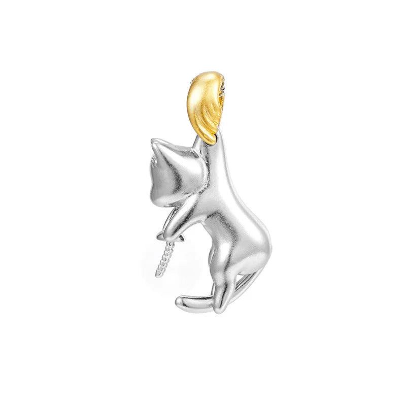925 sterling silver clavicle chain with electroplated cat pendant in D3247 colour