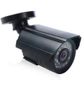 Black HD waterproof security camera with fixed lens for outdoor surveillance.