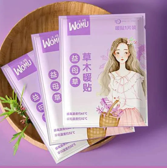 A single self-heating uterus warming plaster with herbal paste for abdominal application.