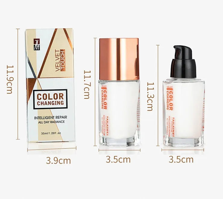 Liquid foundation in White shade with colour-changing technology for warm skin tones