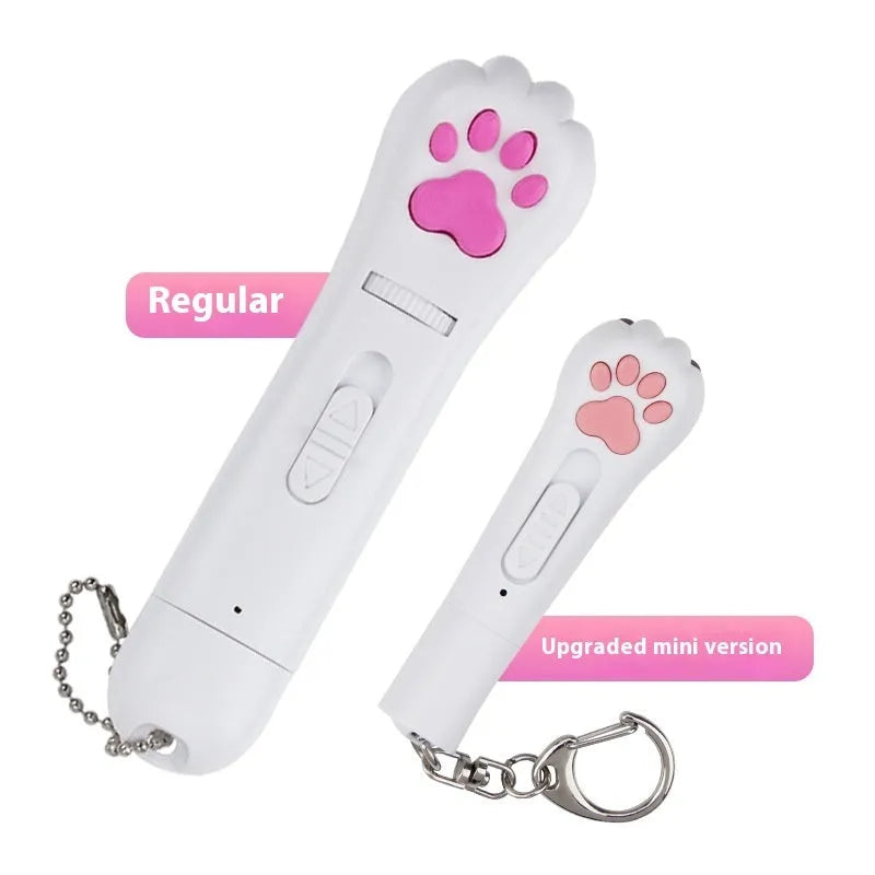 Infrared charging cat teasing stick toy with laser patterns in blue, pink, purple or white colour options