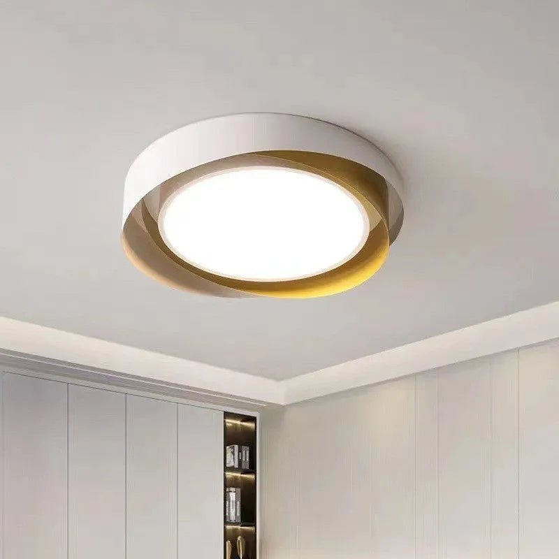 Minimalist bedroom ceiling light with iron body and acrylic shade, 40cm or 50cm diameter, white black colour option