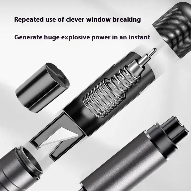 Gun grey aluminium alloy car safety hammer with seatbelt cutter, 87mm long