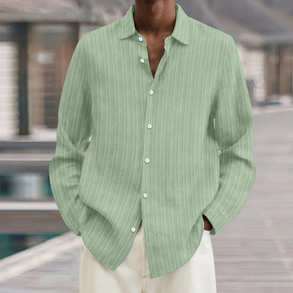 Men's British style striped cardigan with 3D pattern and long sleeves in loose fit design