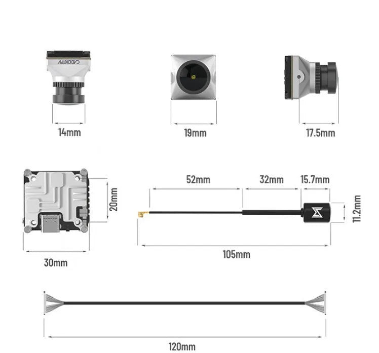 Caddx ADAPTS DJI FPV digital transmission Polar Vista kit in silver with screws, spacers, and cables.