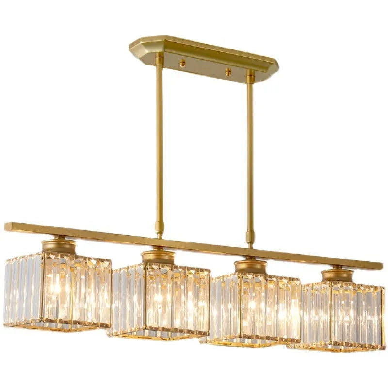 Crystal Nordic chandelier for living room or dining room, available in black or gold with 3 or 4 heads and square or round lampshades