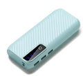 20000mAh mini power bank showing dual USB ports and compact 142mm length design