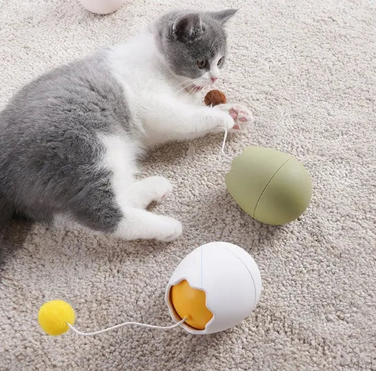 Interactive cat knot toy made from ABS and cotton ball, 7x7x9cm, in green, pink or white
