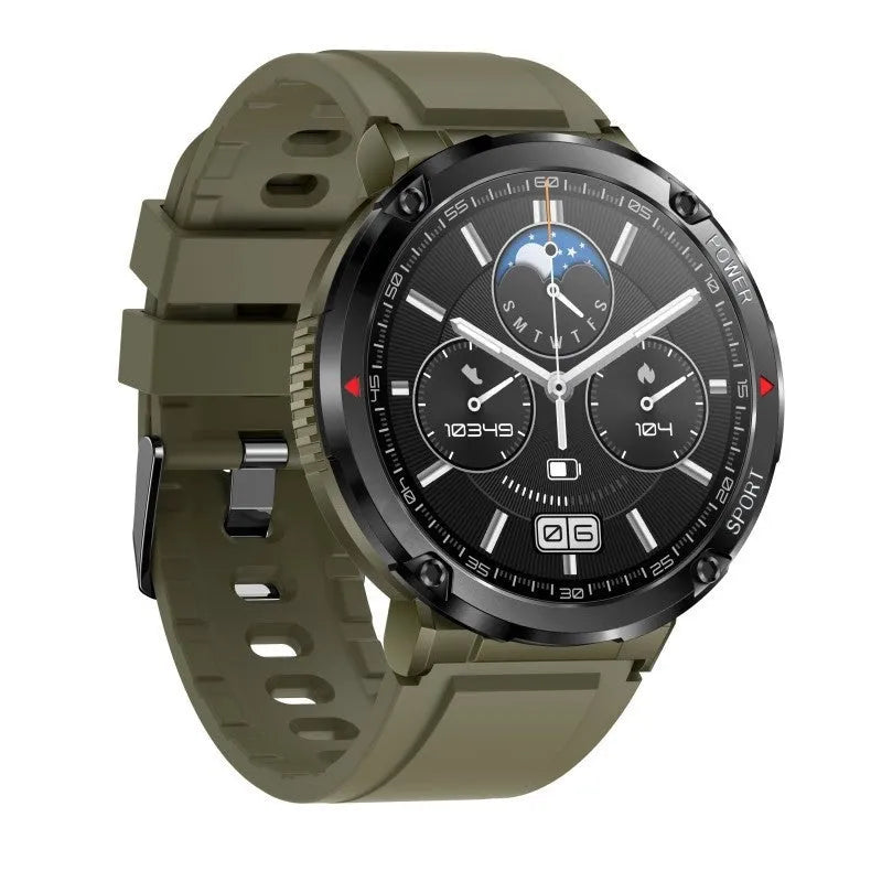 T30 Smart Watch in black on wrist, showing watch face with health stats and call notification.