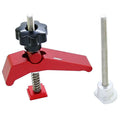 Red aluminium alloy woodworking table block slide holder with flat mouth and 200g weight.