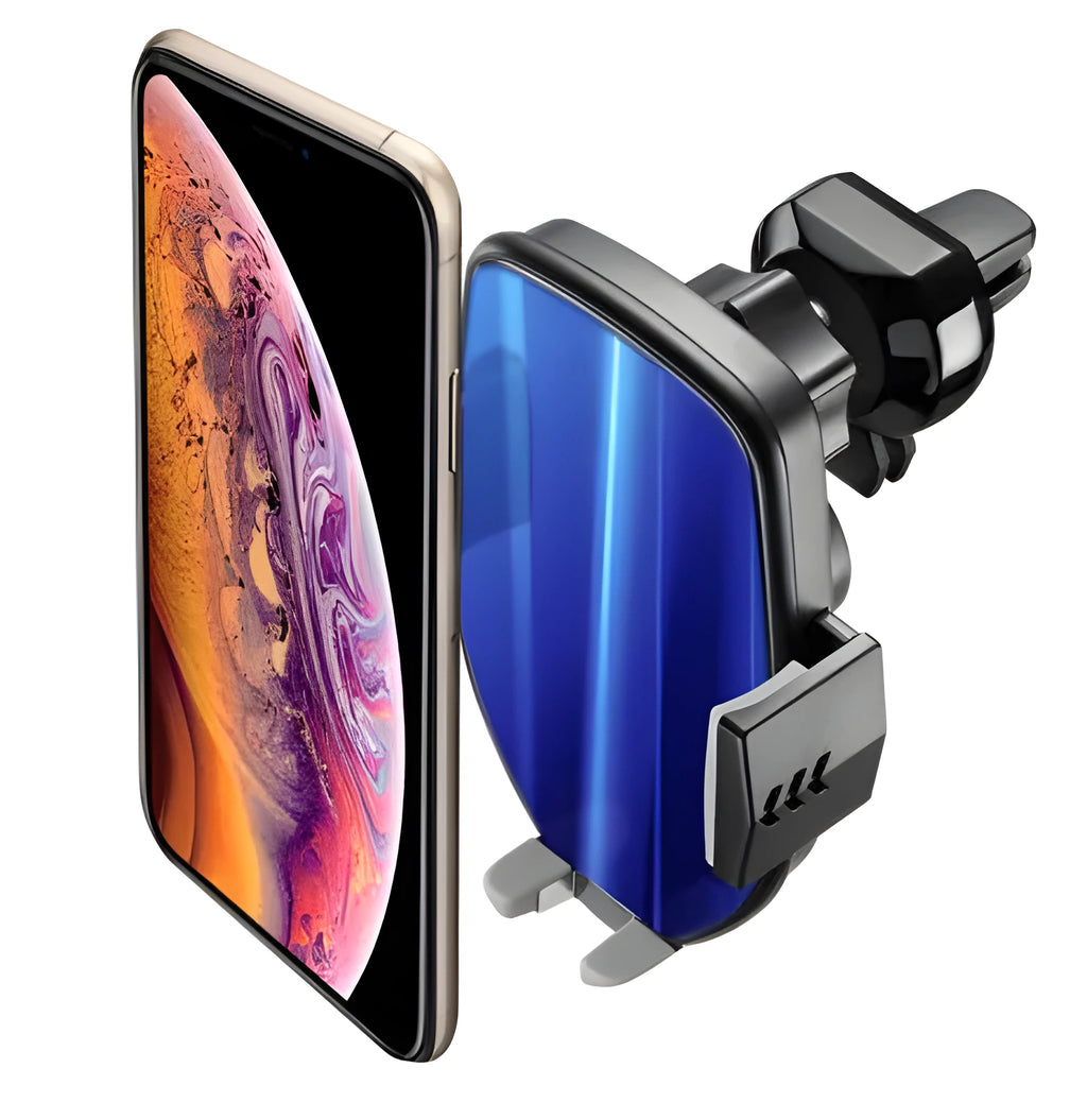 10W Qi car wireless charger with infrared sensor air vent mount in Black Blue Silver