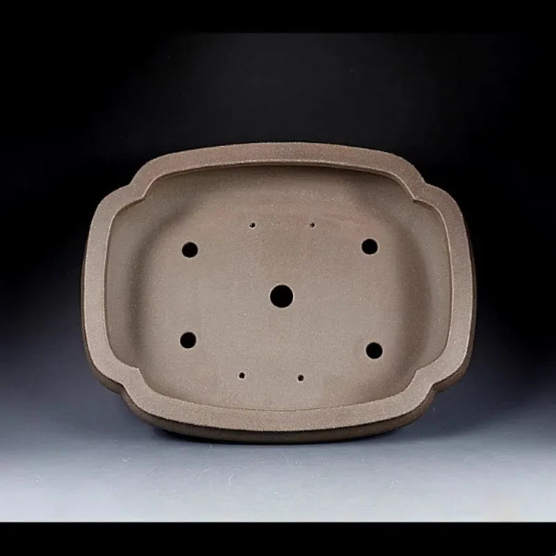 Handmade antique purple clay papaya-shaped flower pot with Pukou design