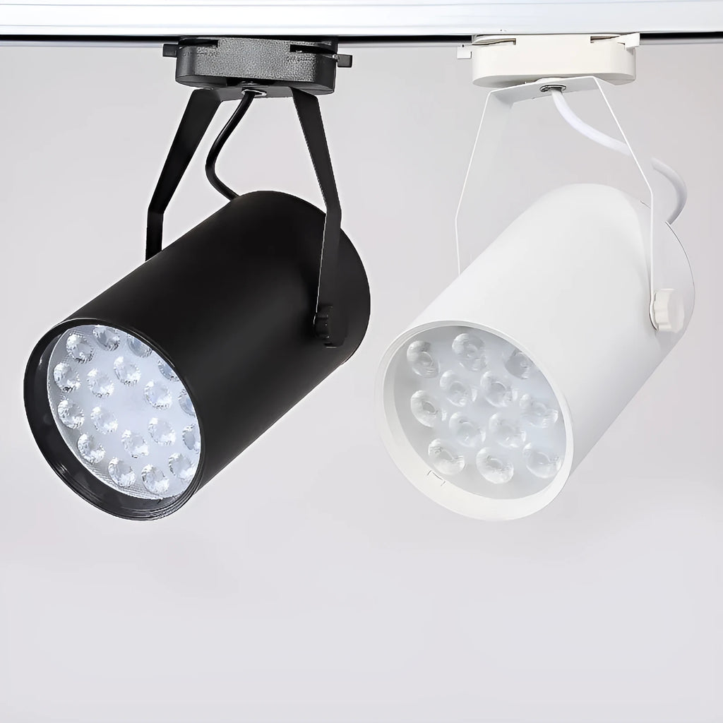 LED track spotlight in aluminium shell for store display wall lighting, showing black and white colour options.