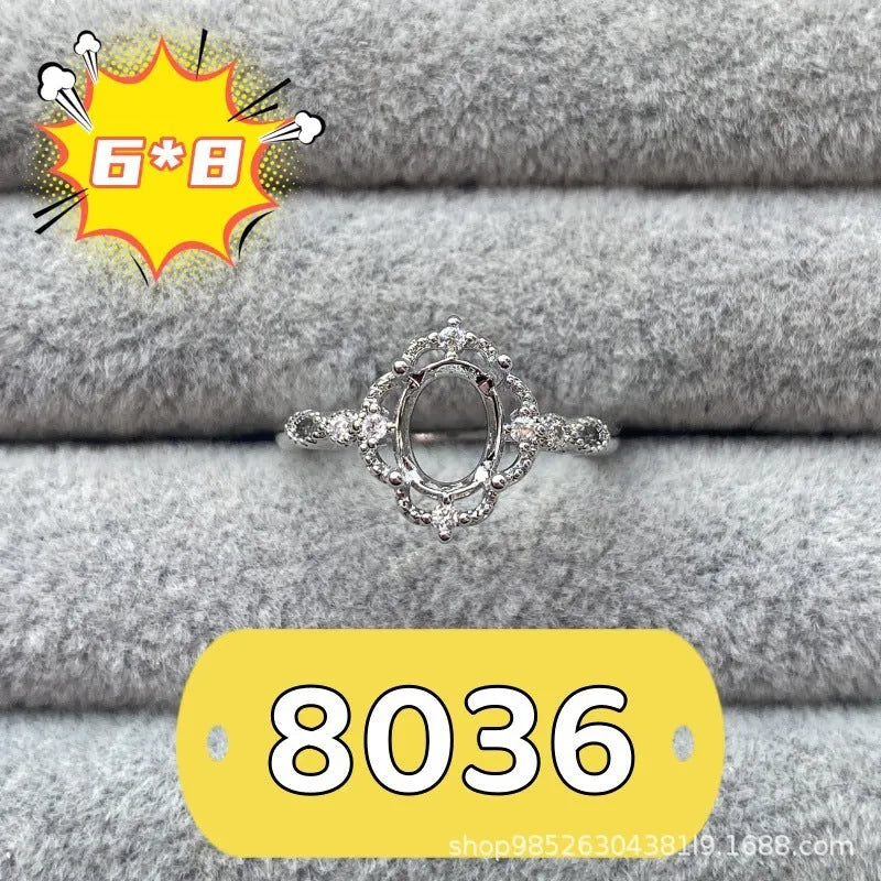 Oval copper open mouth ring with five-pointed star design for 6x8mm stone.