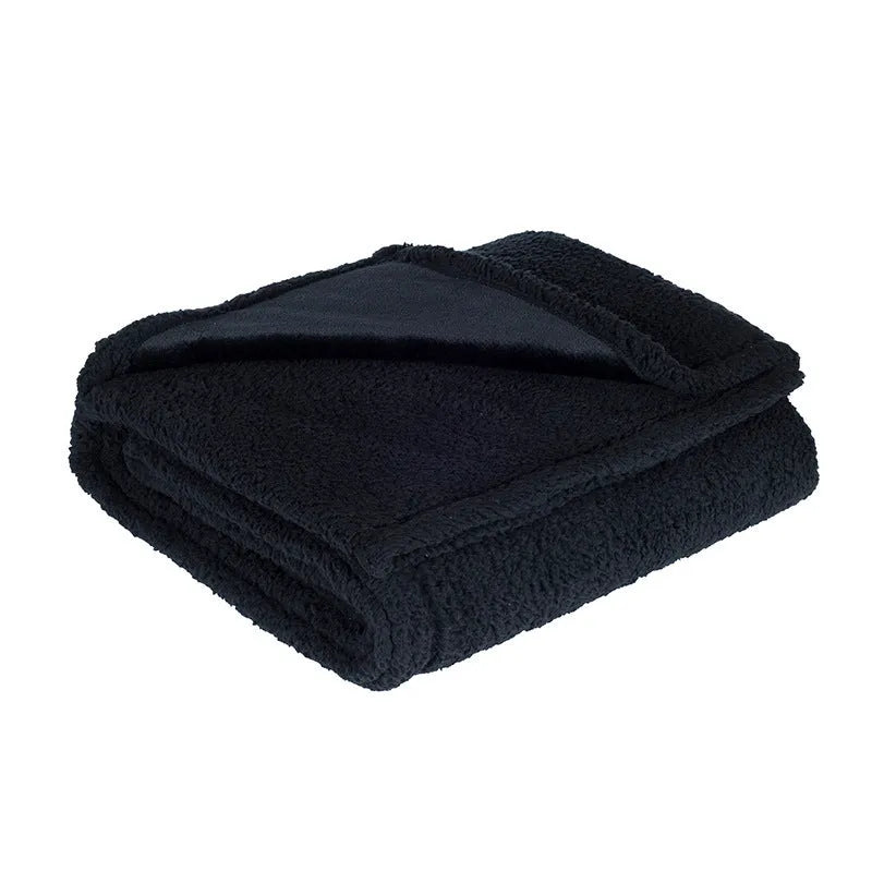 Water-proof flannel cotton velvet blanket in black, gray, and brown with multiple size options from XS to XL for outdoor camping and home use