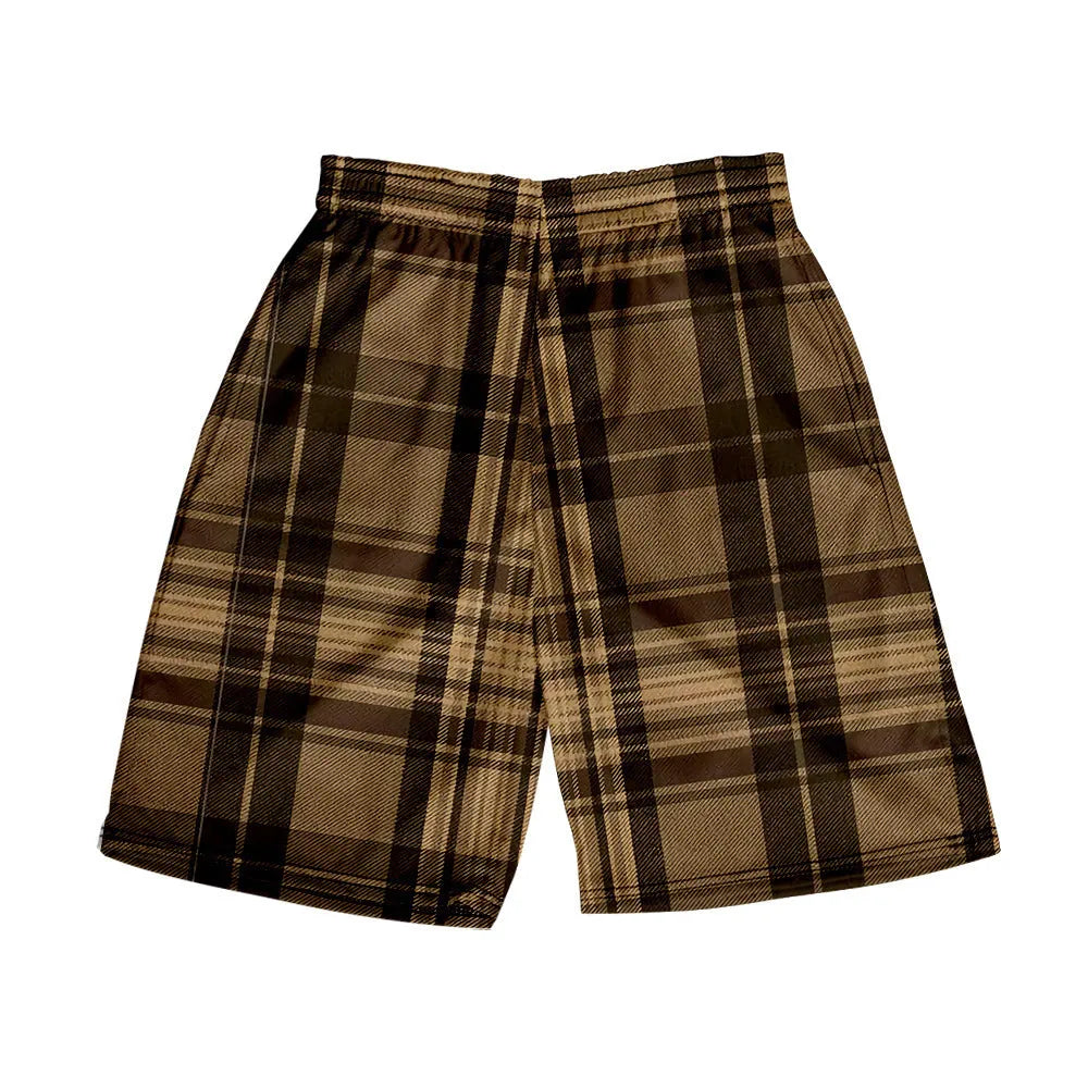 Men's plaid shorts with elastic waistband in polyester fabric available in multiple colours