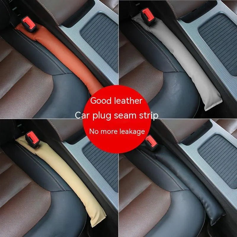 PU leather car seat gap strip in black, beige, brown or grey, fitted between car seat and centre console