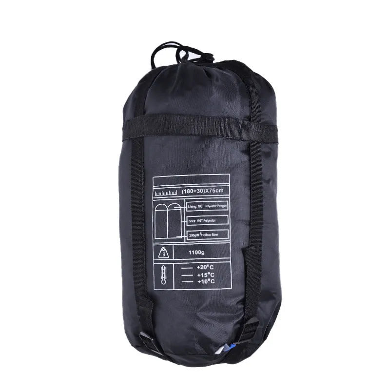 Envelope sleeping bag in orange and gray colour for camping and outdoor travel