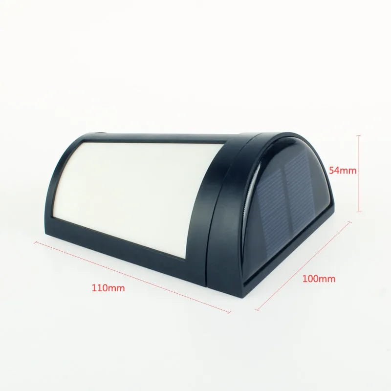White solar wall lamp with six LED lights and IP65 waterproof rating for outdoor use