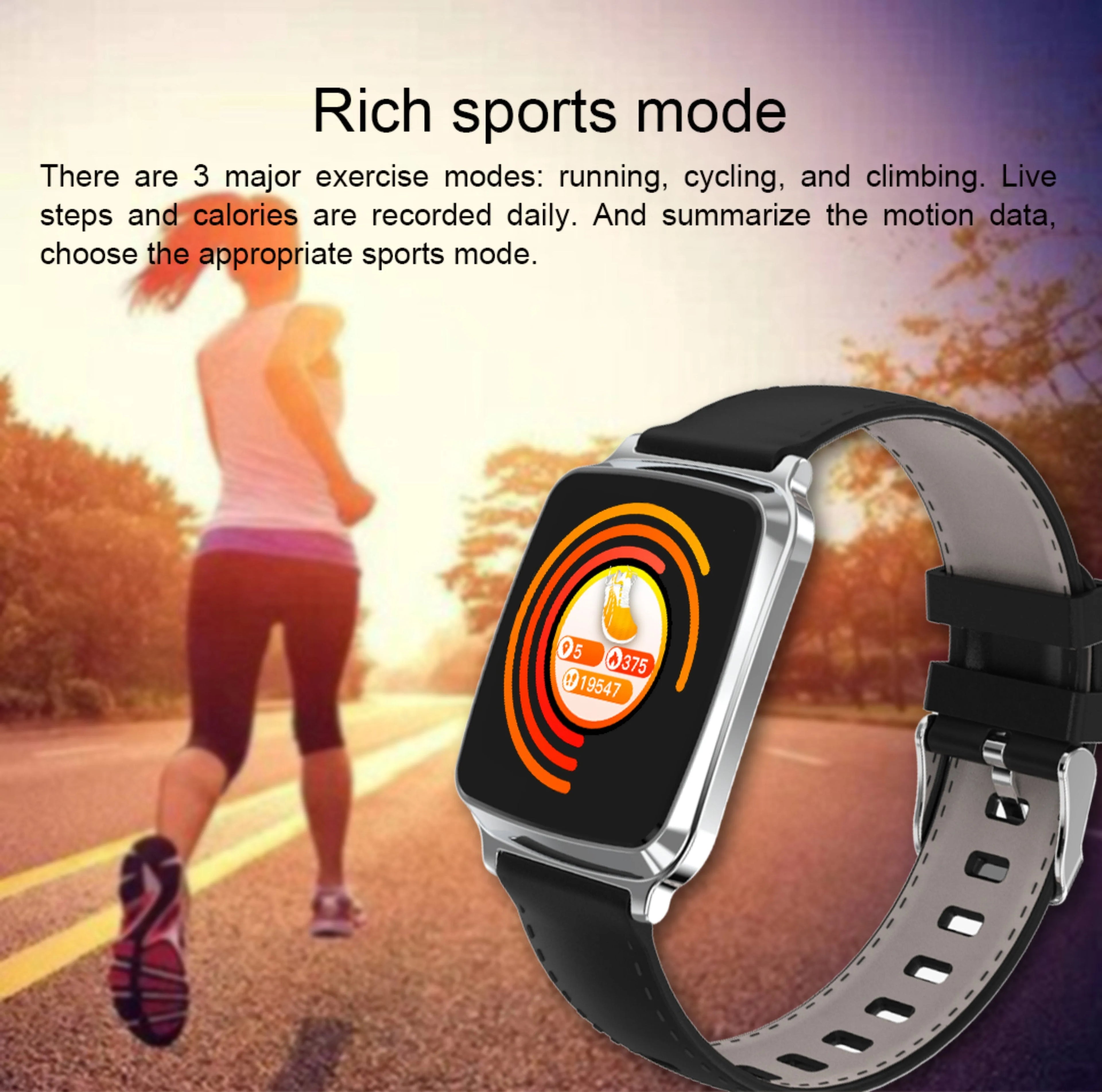 M8 multi-function smart bracelet in black showing heart rate data on its screen