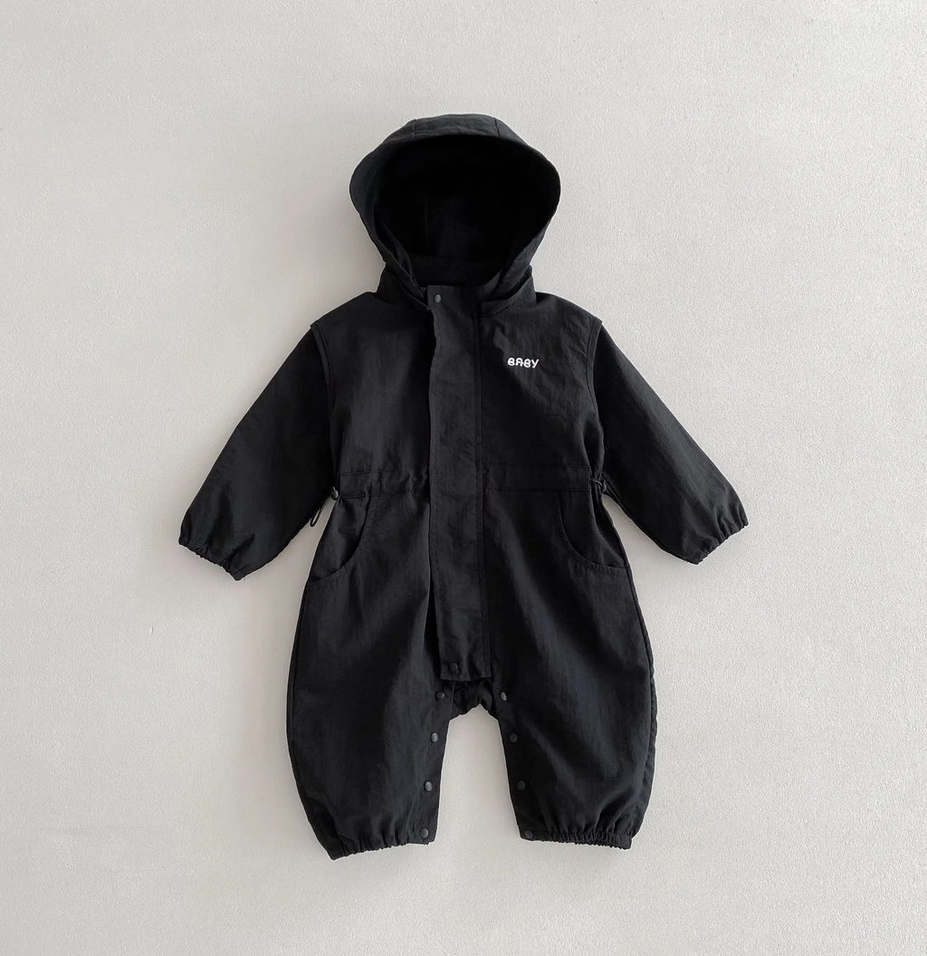 New baby hooded cotton jumpsuit western style romper in black for heights 66-100cm