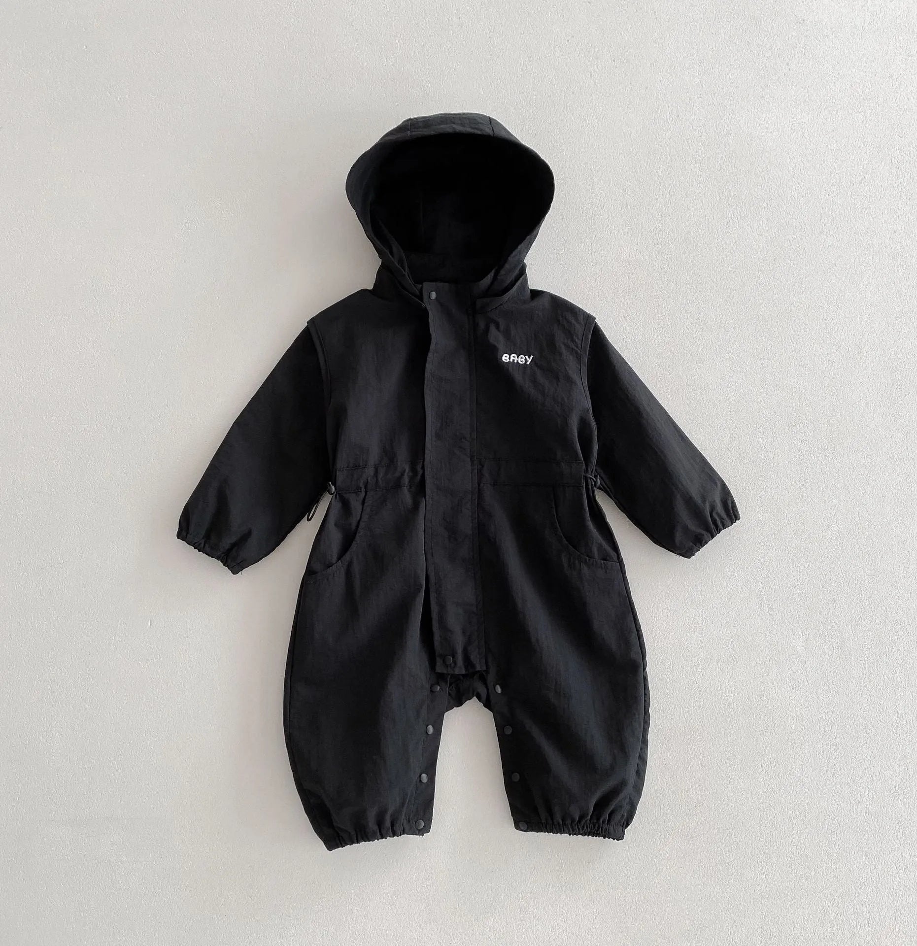 New baby hooded cotton jumpsuit western style romper in black for heights 66-100cm