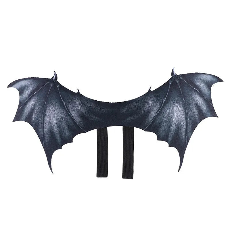 Black cloth bat wings pet costume accessory in three sizes for Halloween