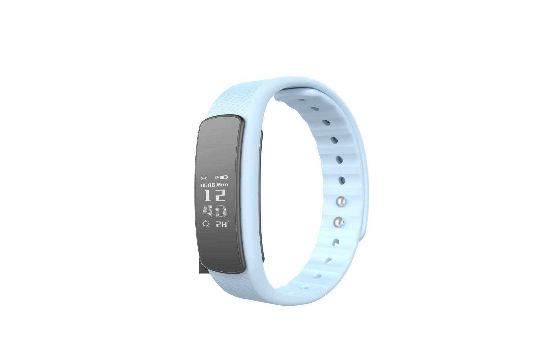 I6 smart sports bracelet with colour screen showing fitness data on black TPU wristband