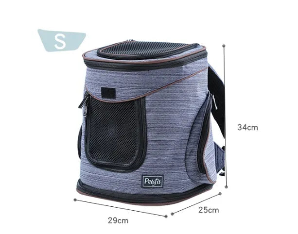 Blue pet dog backpack in Oxford cloth and hexagonal mesh for small pets up to 15 jin