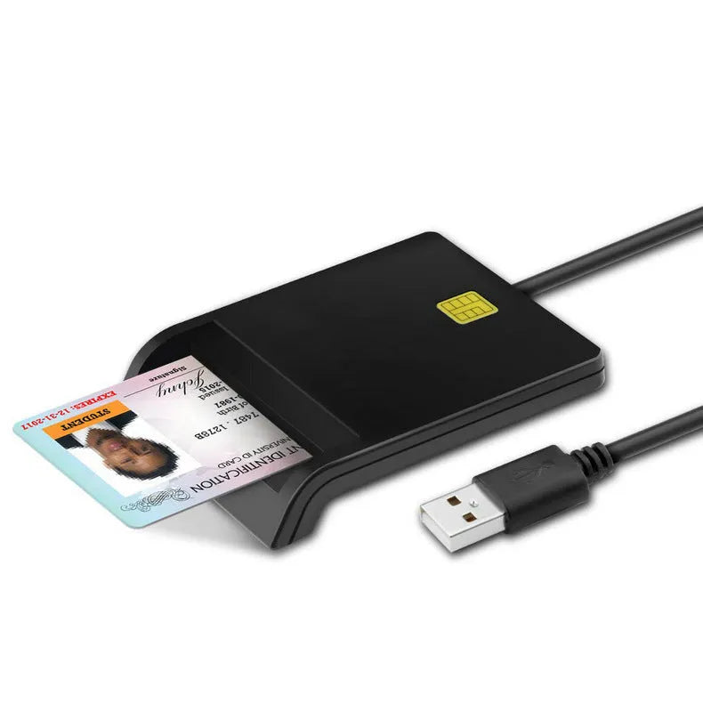 DM-HC65 USB Smart Card Reader in black ABS housing with USB 2.0 interface for secure card reading