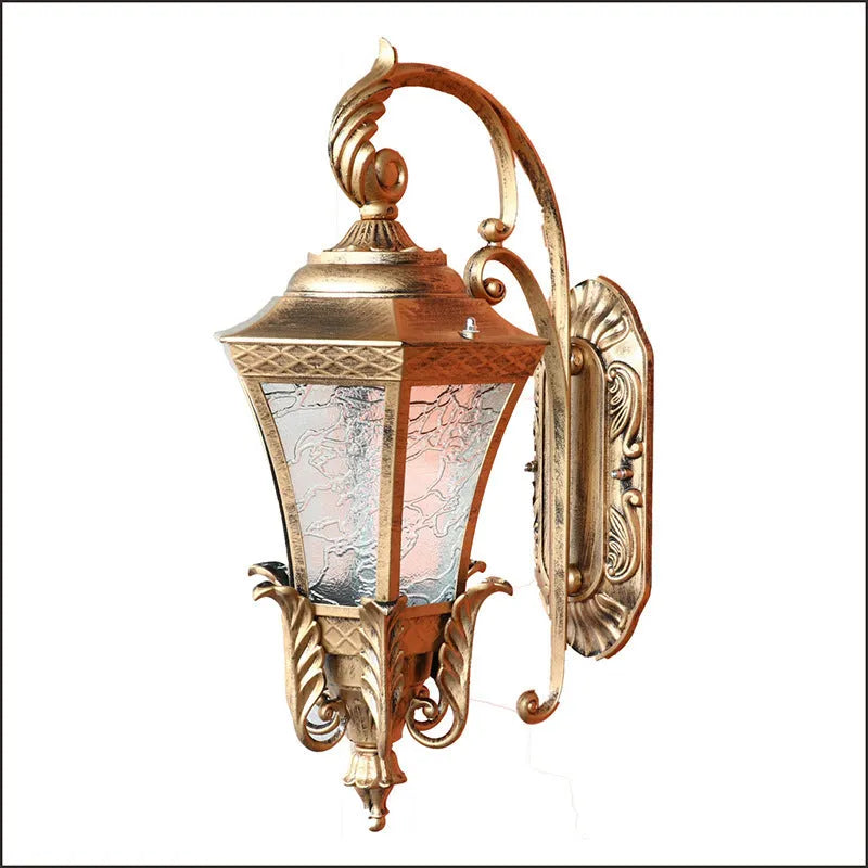 Black European-style outdoor waterproof courtyard wall lamp with IP54 rating