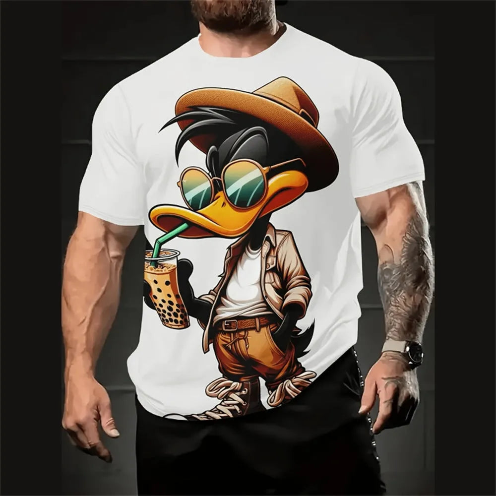 Men's loose fit casual short sleeve shirt with 3D printed cartoon pattern in summer colour options