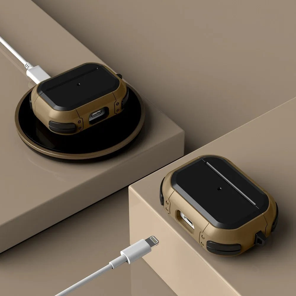 Black TPU and PC protective shell for AirPods Pro and AirPods 1 or 2 generation models