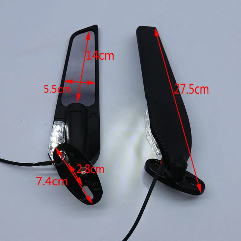 Motorcycle rearview mirror with convex lens and aluminium alloy housing in yellow light finish