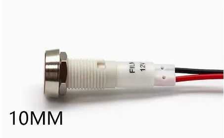 10mm stainless steel edge plastic indicator light with wired flat end metal connection
