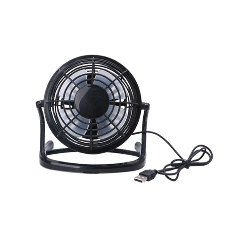 Mini USB desk fan in black colour with adjustable angle for computer cooling